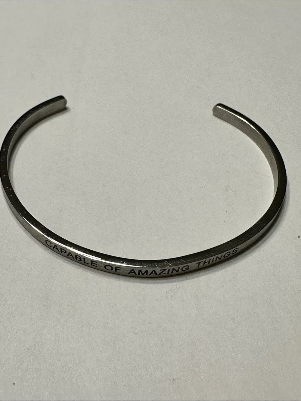 Silver Inspirational Metal Bangle Bracelet - 